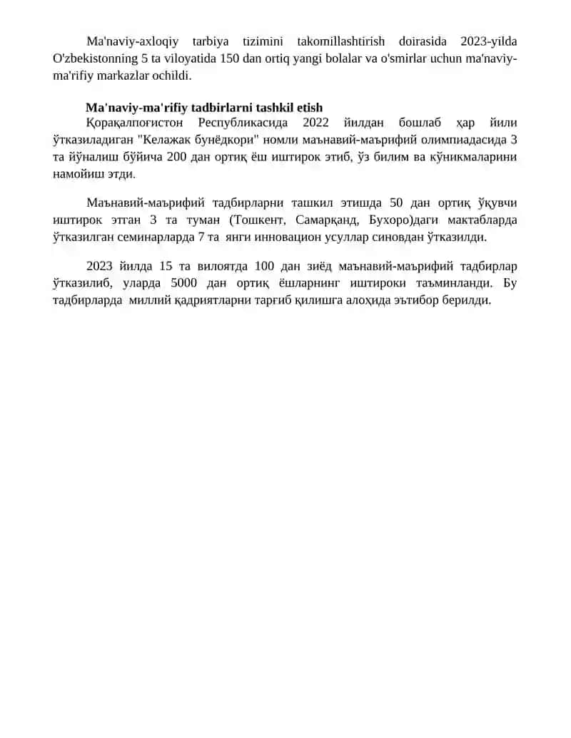 "Beshta tashabbus" va uning yoshlar ma’naviyatini yuksaltirishdagi o’rni 4