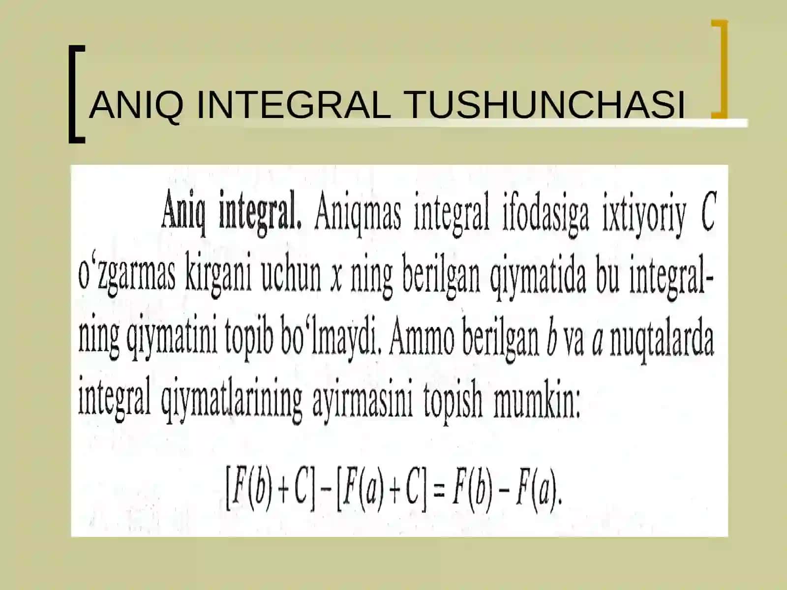 Aniq integralning mexanika va fizika masalalarini yechishga tadbiqi 4