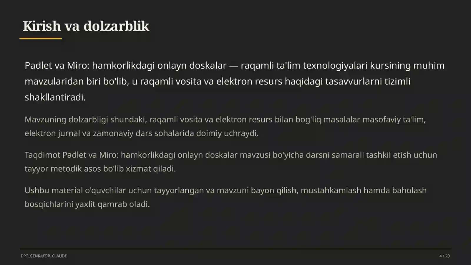 Dars rejasi 4