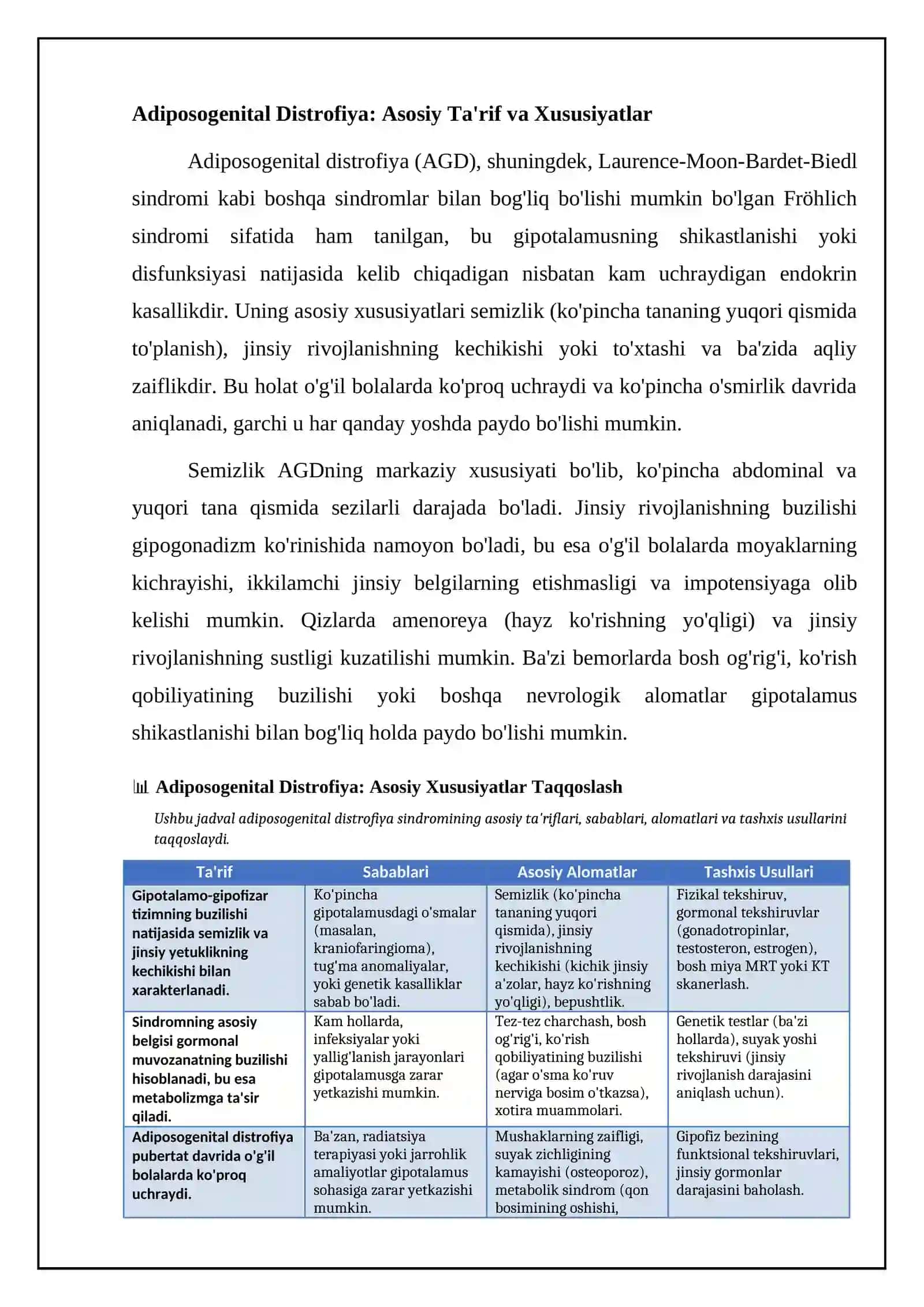 Adipozo-genital distrofiya: Ta'rif va sabablar 4
