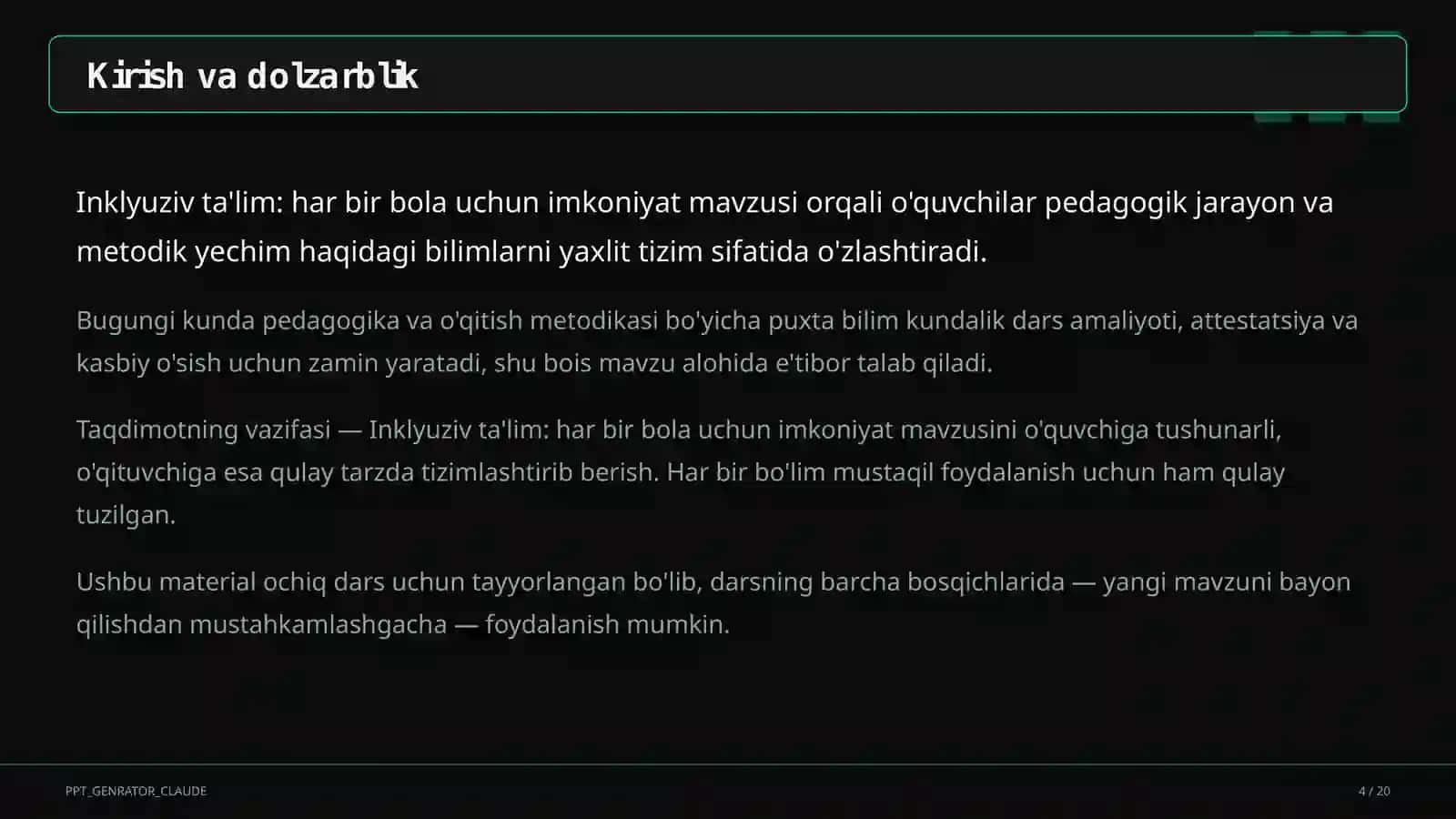 Inklyuziv ta'lim: har bir bola uchun imkoniyat 4