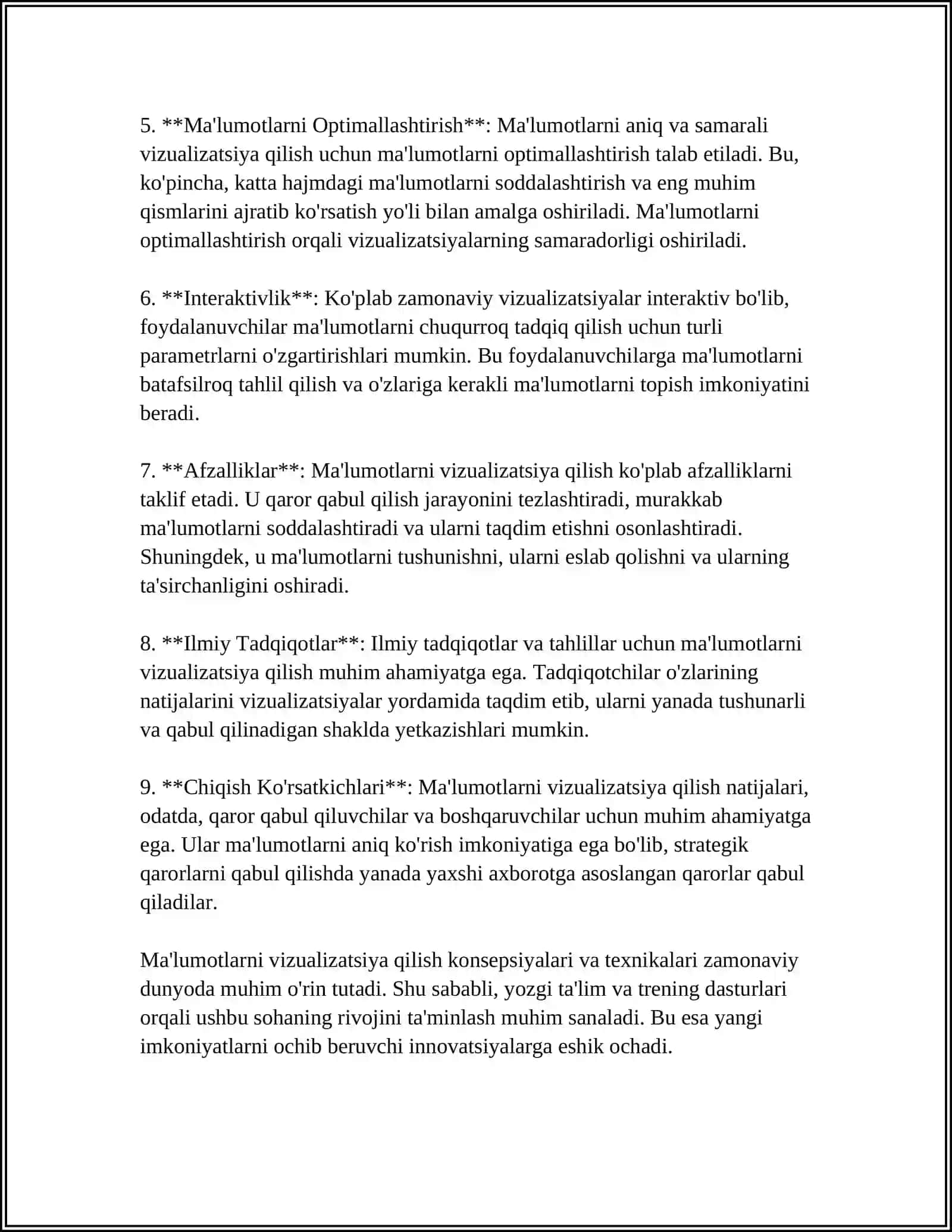 MA'LUMOTLARNI VIZUALIZATSIYA QILISH MAVZUSI 4