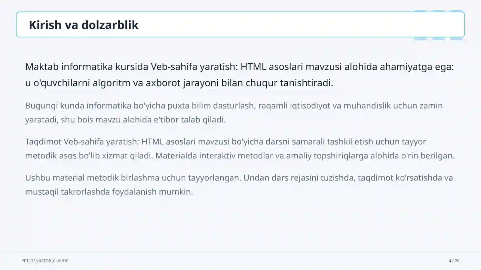Veb-sahifa yaratish: HTML asoslari (9-sinf) 4