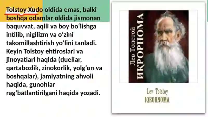 Lev Tolstoyning Iqrornoma asaridagi diniy e‘tiqodlar 4