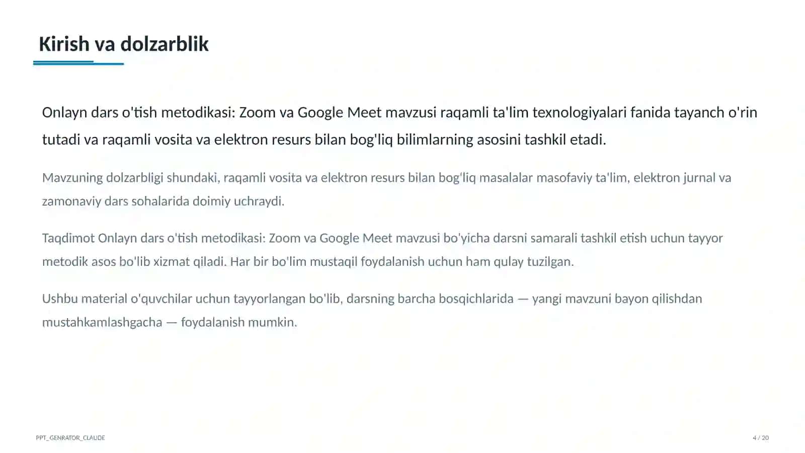 Onlayn dars o'tish metodikasi: Zoom va Google Meet 4