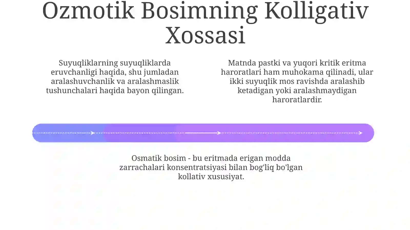 Suyuqliklarnisuyuqliklardaerishi.Pastkivayuqorikritikerishtemperaturasi.Elektrolikeritmalariningosmotikxossalari.Izotonikkoeffitsient 4