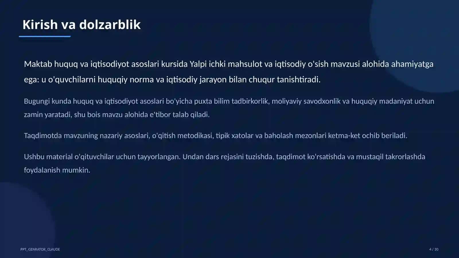 Yalpi ichki mahsulot va iqtisodiy o'sish (11-sinf) 4