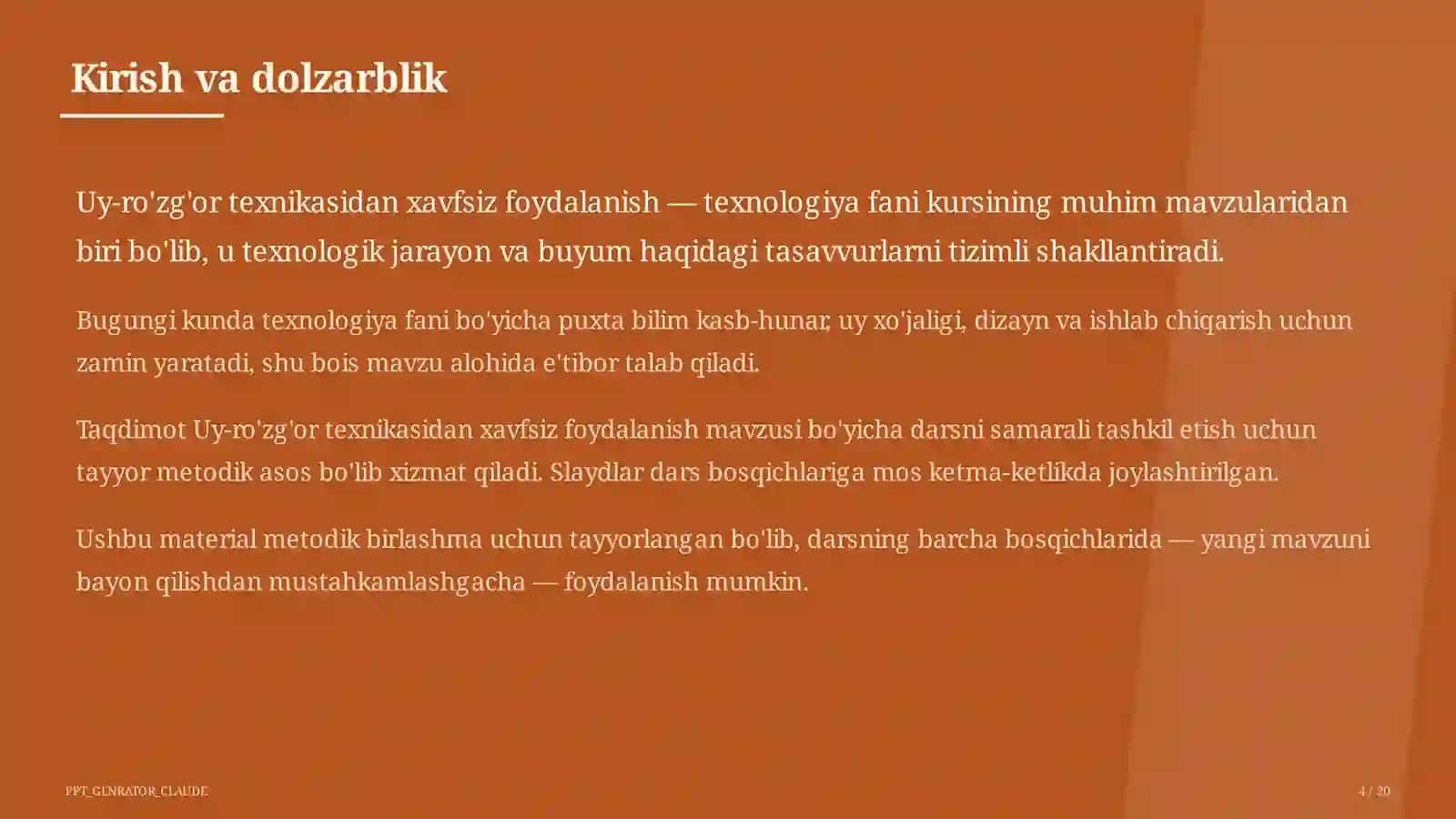 Uy-ro'zg'or texnikasidan xavfsiz foydalanish (7-sinf) 4