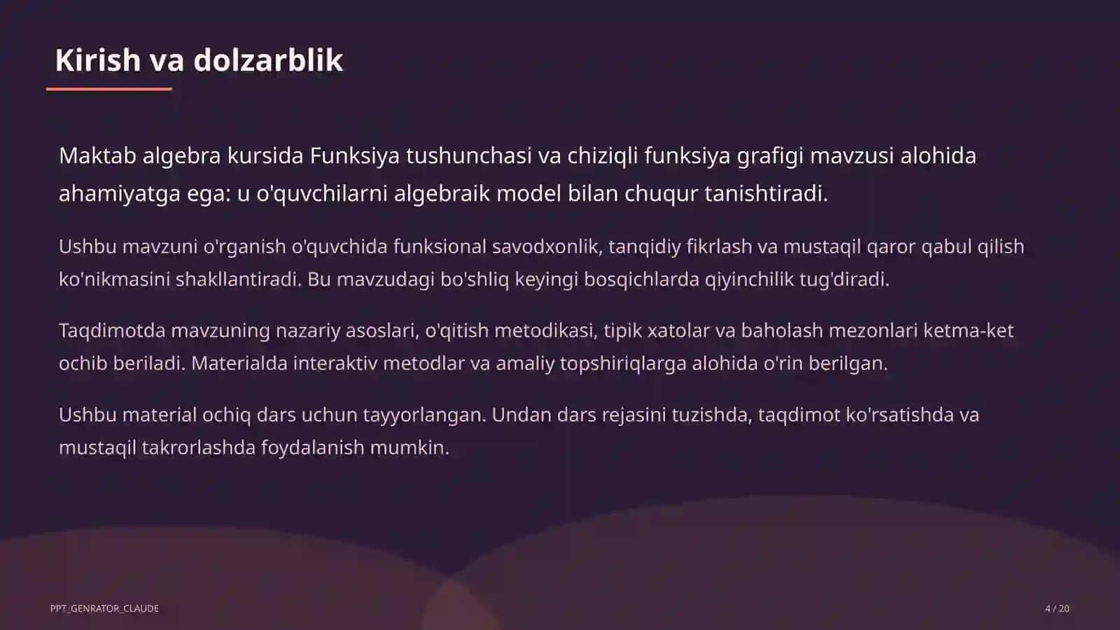 Funksiya tushunchasi va chiziqli funksiya grafigi (7-sinf) 4