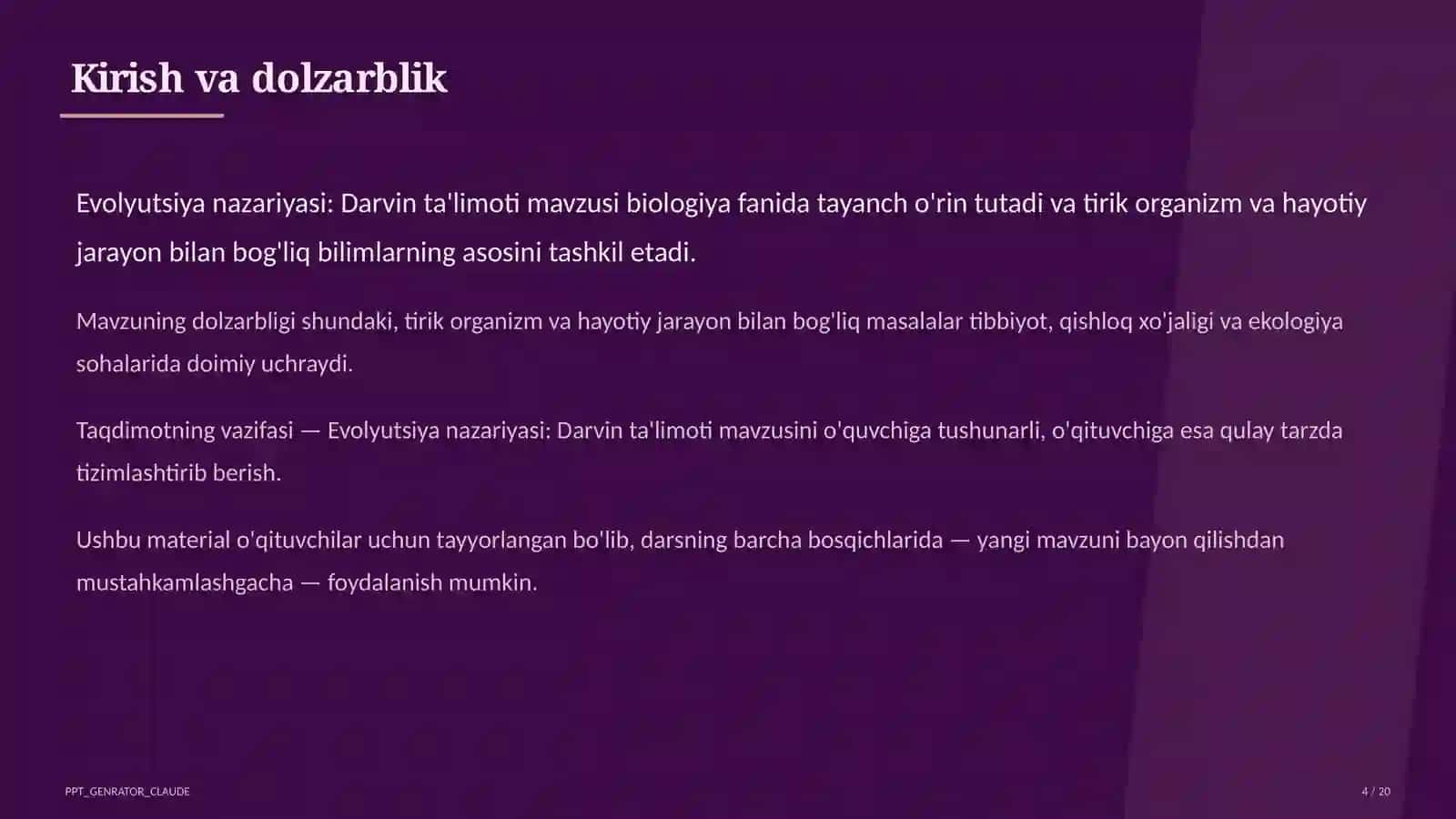 Evolyutsiya nazariyasi: Darvin ta'limoti (10-sinf) 4