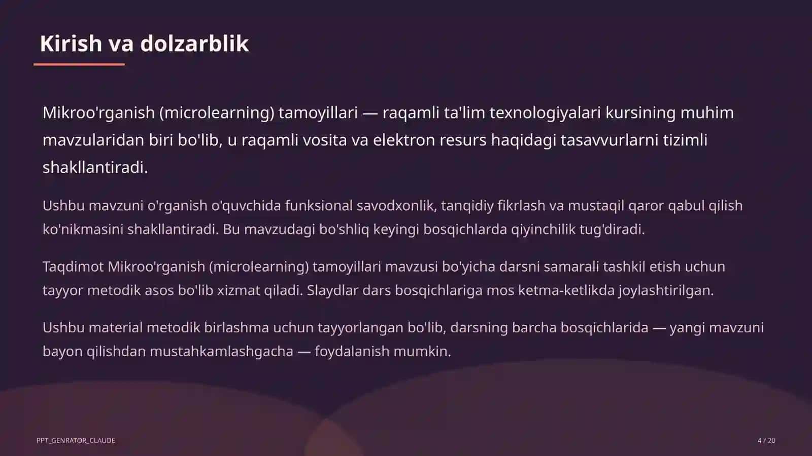 Mikroo'rganish (microlearning) tamoyillari 4