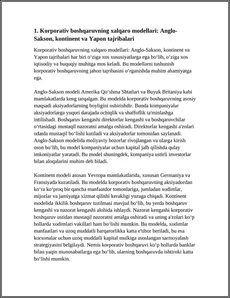 Korporativ boshqaruvning xalqaro modellari 4