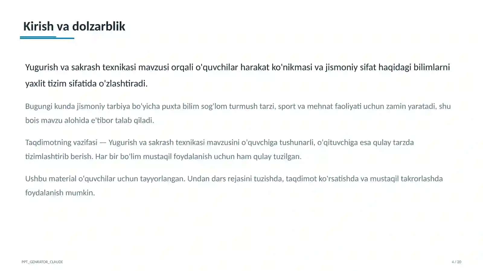 Yugurish va sakrash texnikasi (2-sinf) 4