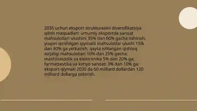 Oʻzbekistonning 2035-yildagi tashqi savdo aylanmasi 4