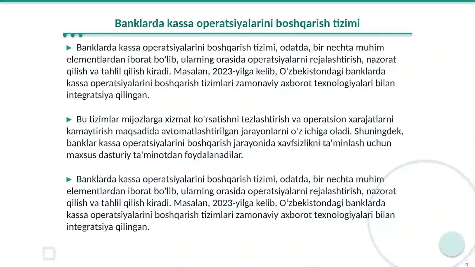 Kassa operatsiyalarini tashkil etish va hisobga olish 4