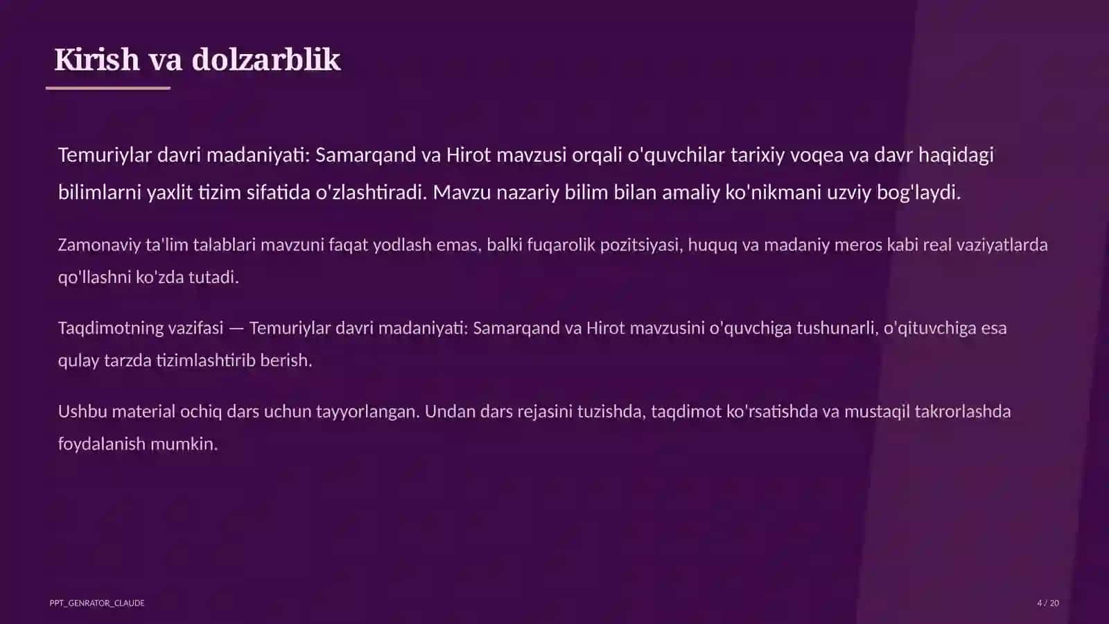 Temuriylar davri madaniyati: Samarqand va Hirot (8-sinf) 4