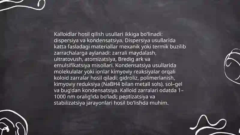 Kalloid eritmalarni olinish va xossalari 4