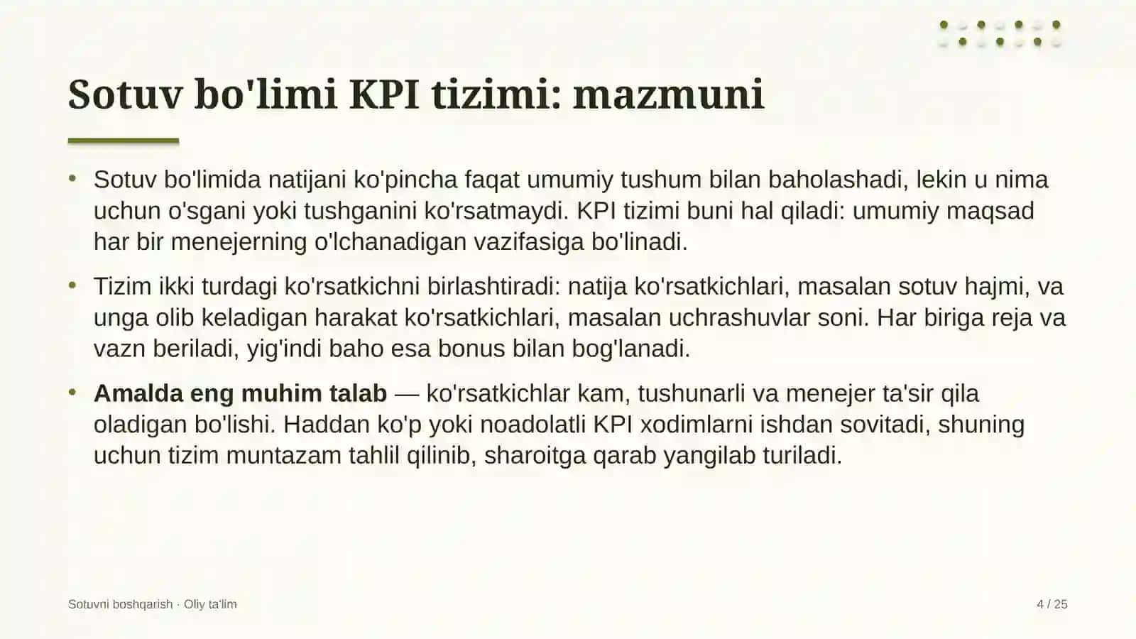 o'yin ishlab chiqish studiyalarida sotuv bo'limi kpi tizimini joriy etish 2555 4