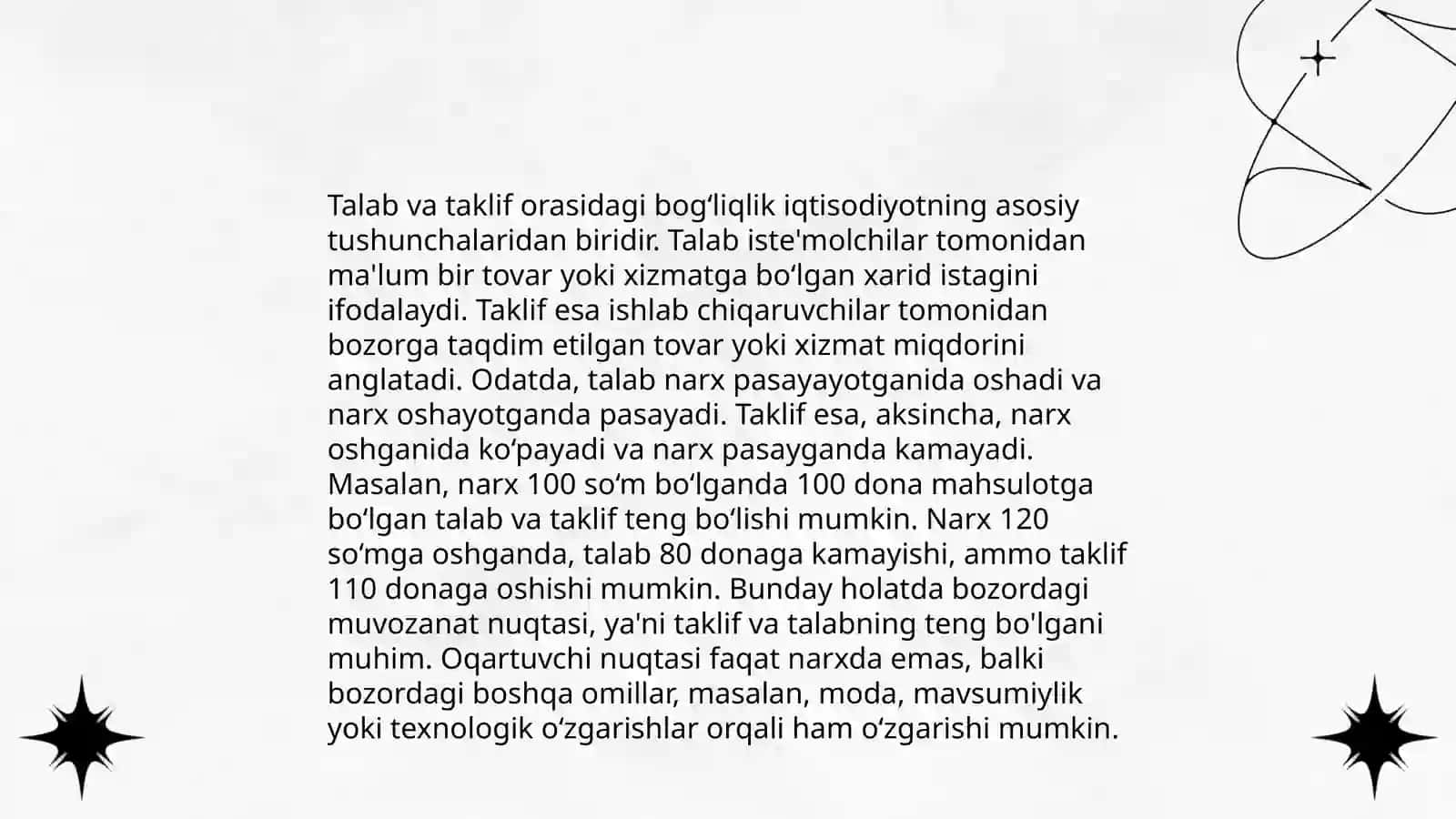 Talab va taklif qonuniga ko‘ra narx belgilash usullari 4