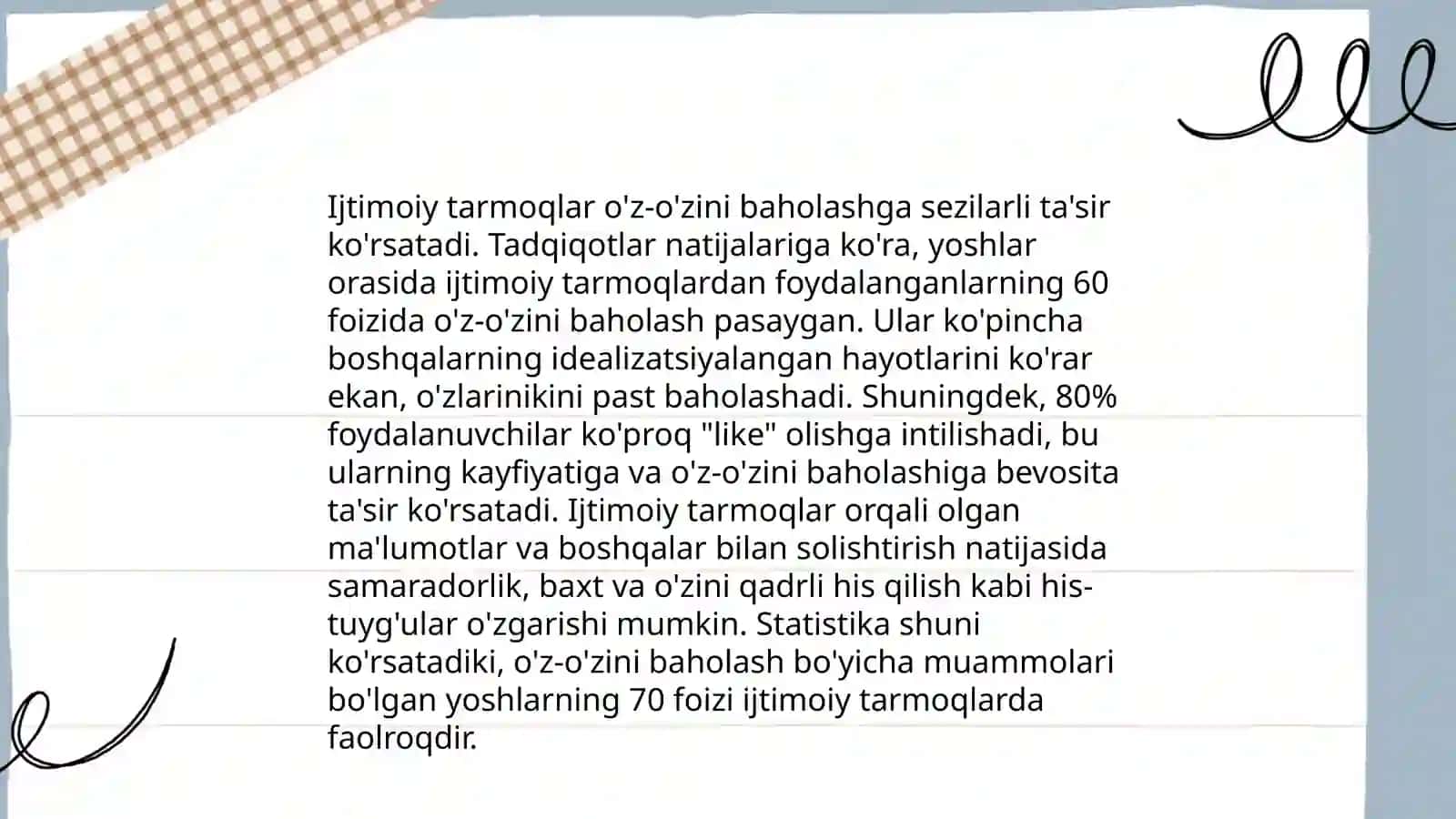 Ijtimoiy tarmoqlar o'spirin yoshdagilarni oz ozini baholashga va ozini taqdim etishga qanday tasir qiladi 4