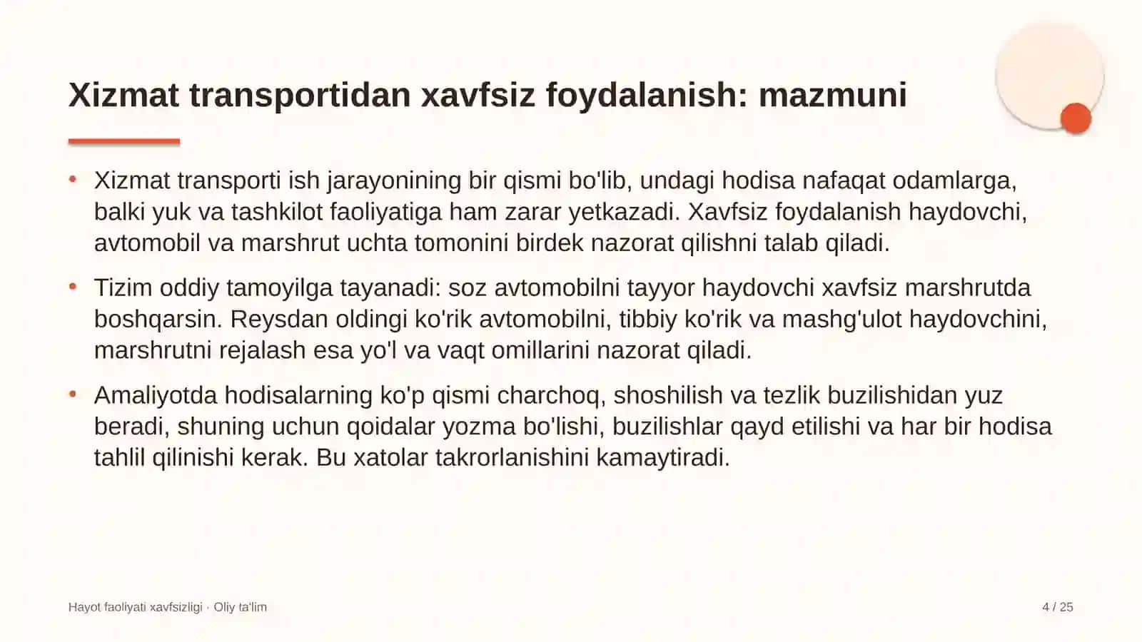 mis sanoatida xizmat transportidan xavfsiz foydalanish 6465 4
