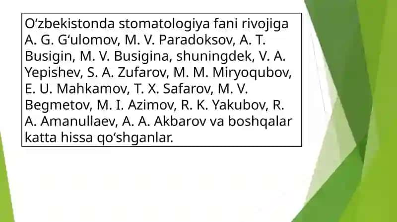 Stomatologiya fani, uning vazifasi va yo’nalishlari.Tibbiyot etikasi va deontologiya asoslari 4