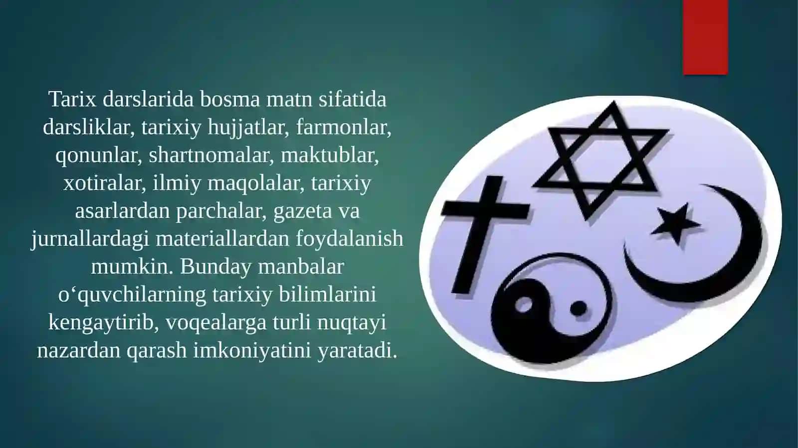 Tarix ta’limida bosma matnlar bilan ishlash usuli 4