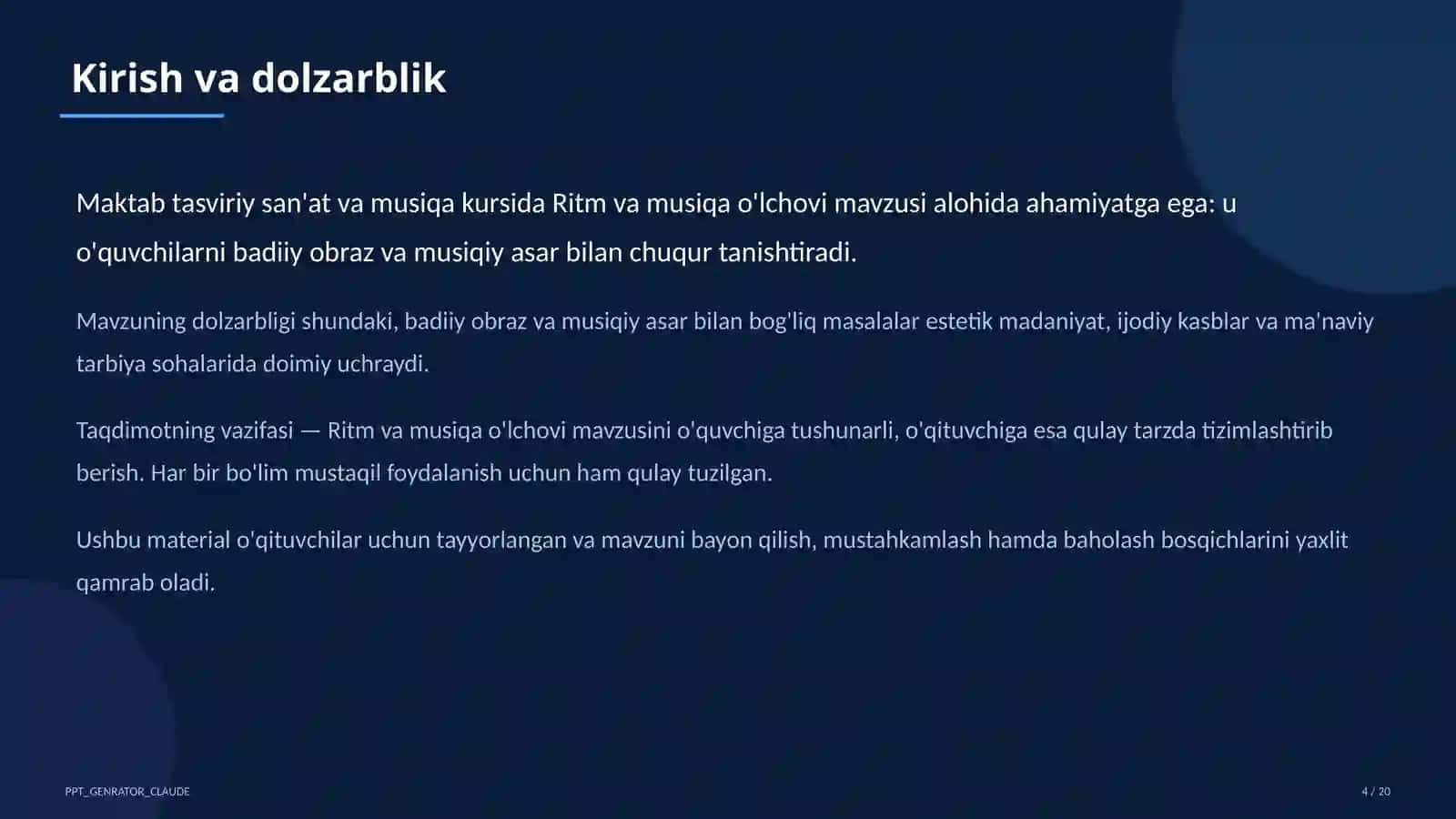 Ritm va musiqa o'lchovi (3-sinf) 4