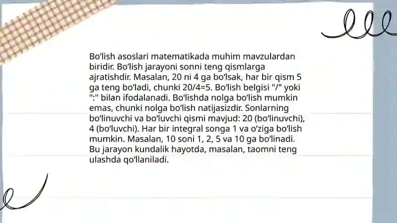 Koʻpaytirish va bo‘lish asoslari 4