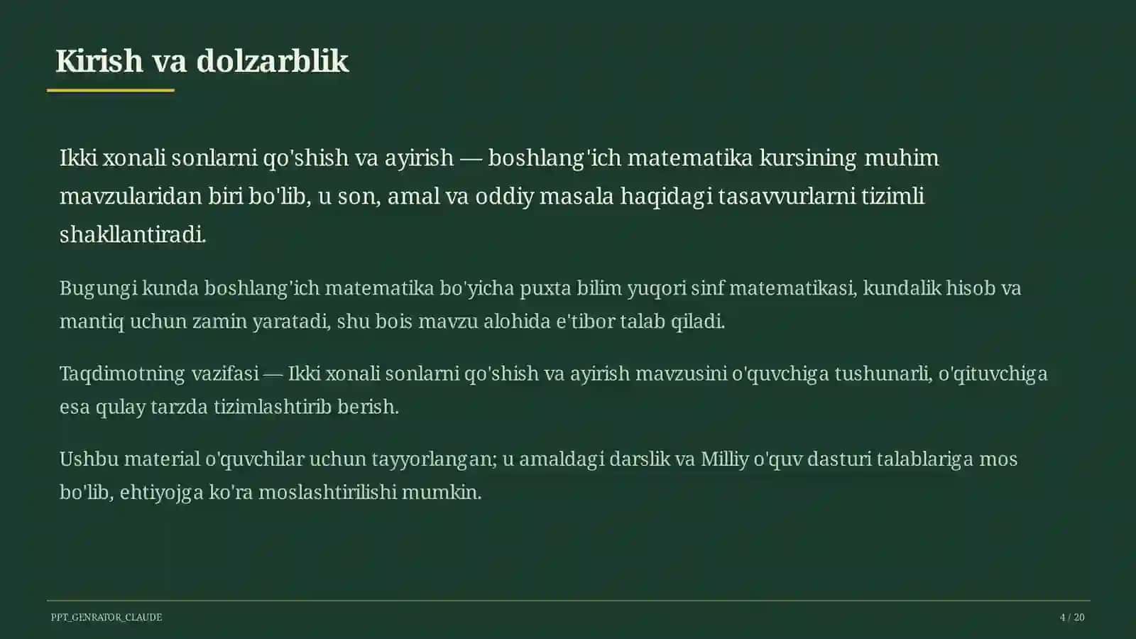 Ikki xonali sonlarni qo'shish va ayirish (2-sinf) 4