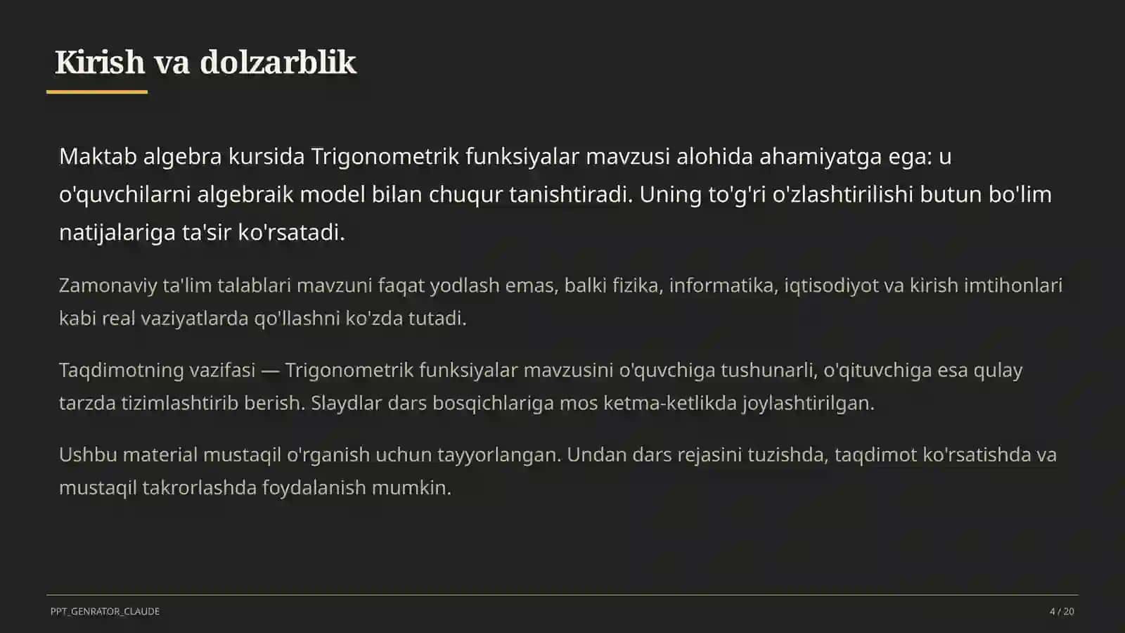 Trigonometrik funksiyalar (10-sinf) 4