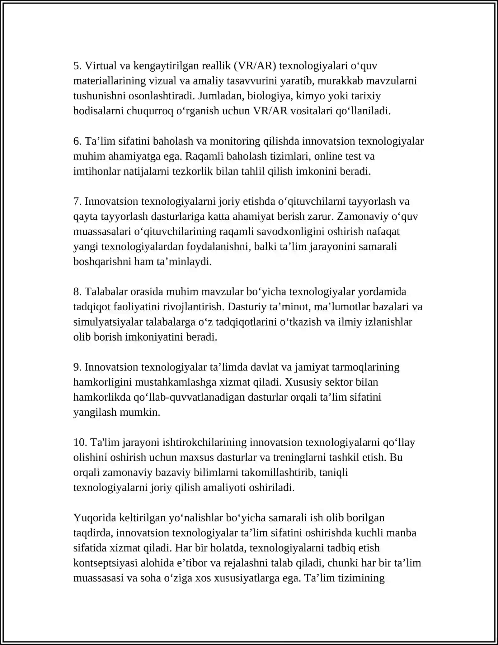 INNOVATSION TEXNOLOGIYALAR TA’LIM SIFATINI OSHIRISH MANBAI SIFATIDA 4