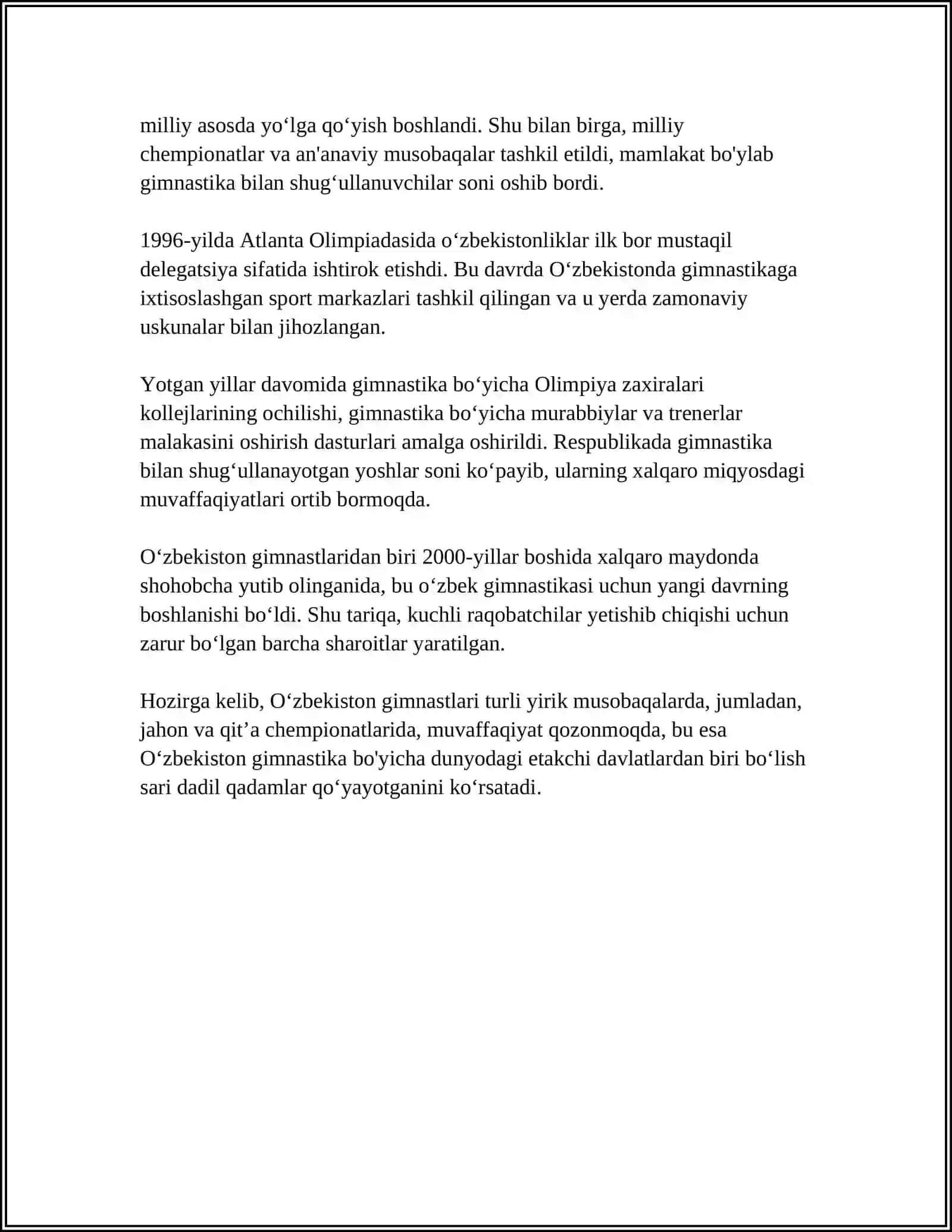 O‘ZBEKISTONDA GIMNASTIKANI RIVOJLANTIRISH TARIXI (GIMNASTIKANI KELIB CHIQISH TARIXI ) 4