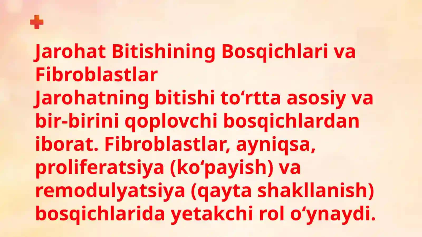 Fibroblastlarning jarohatning bitishi va chandiq hosil bo'lishdagi roli 4