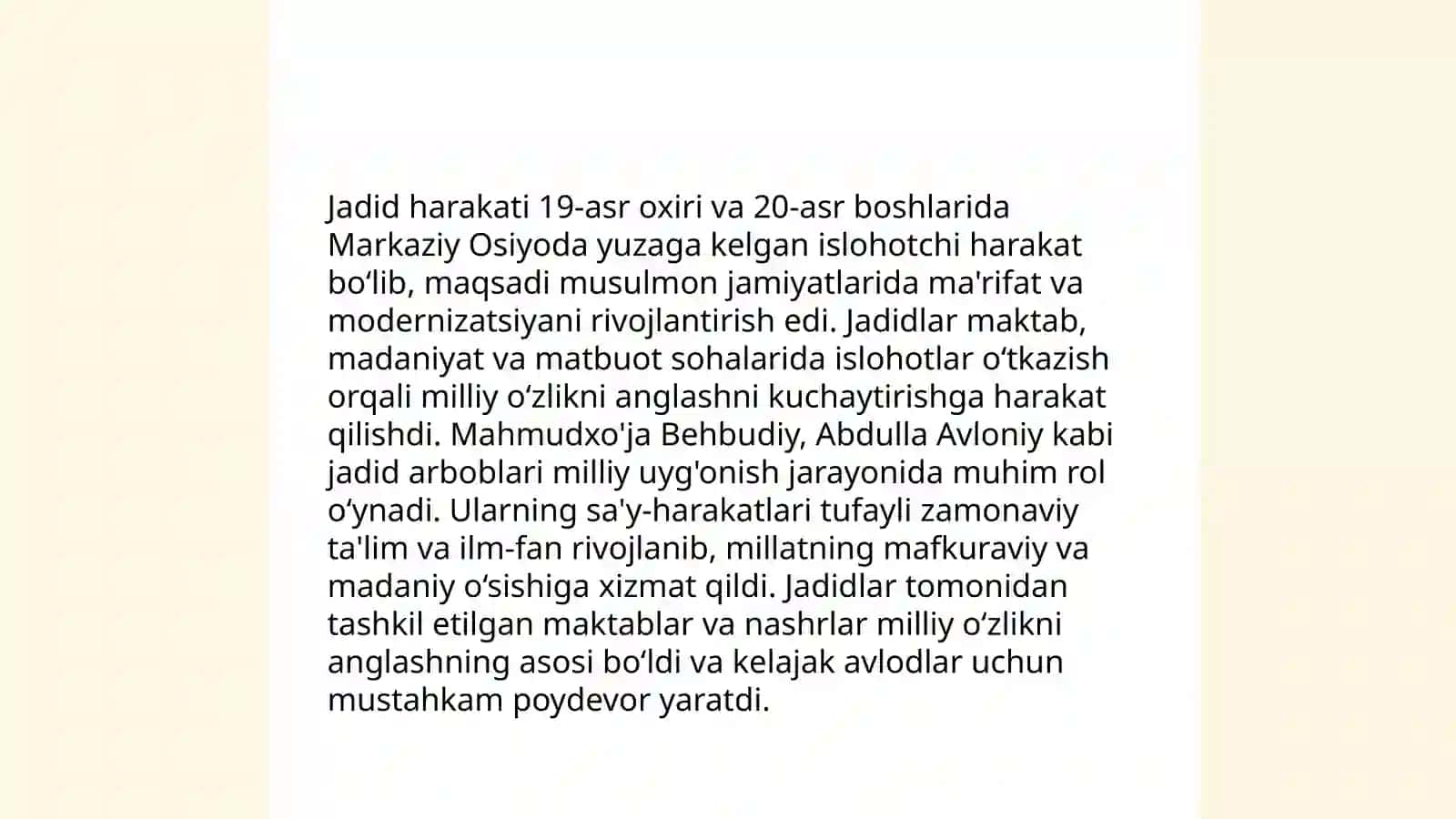 Jadid ma'rifatparvarlarining o‘lka ijtimoiy -ma‘naviy hayotda tutgan o‘rni 4