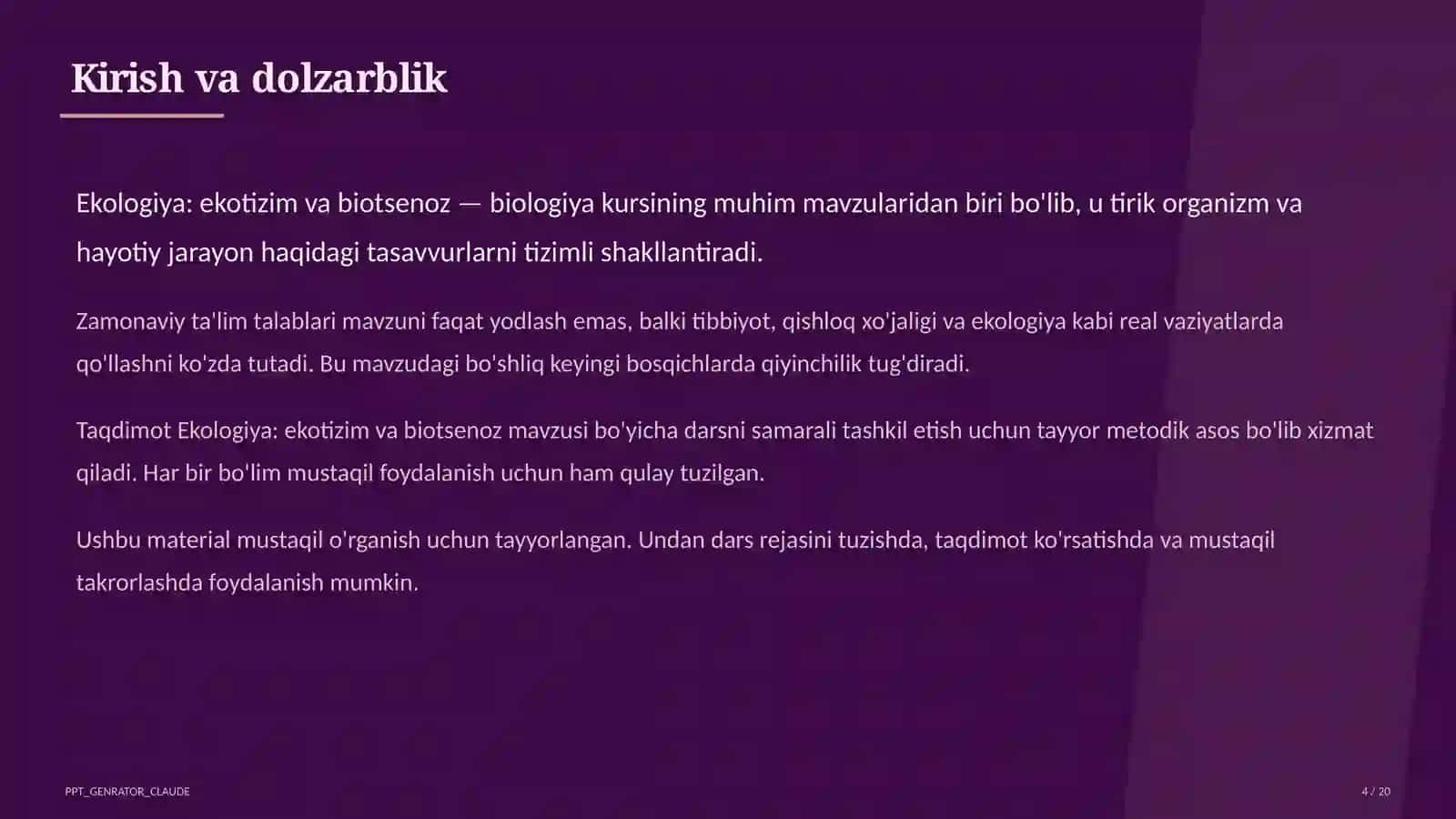 Ekologiya: ekotizim va biotsenoz (10-sinf) 4