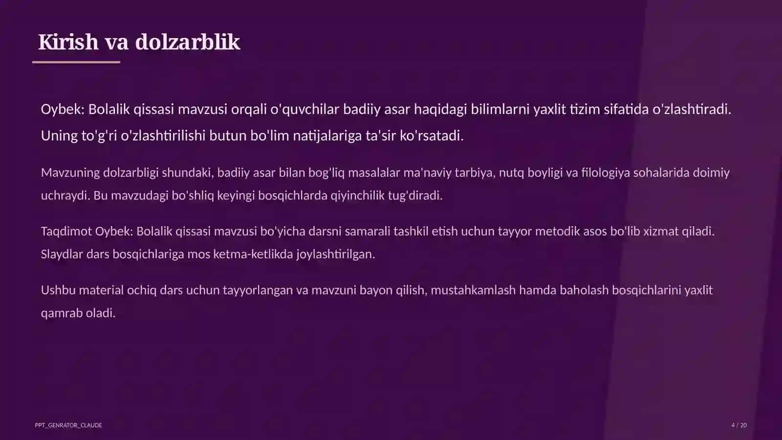 Oybek: Bolalik qissasi (6-sinf) 4
