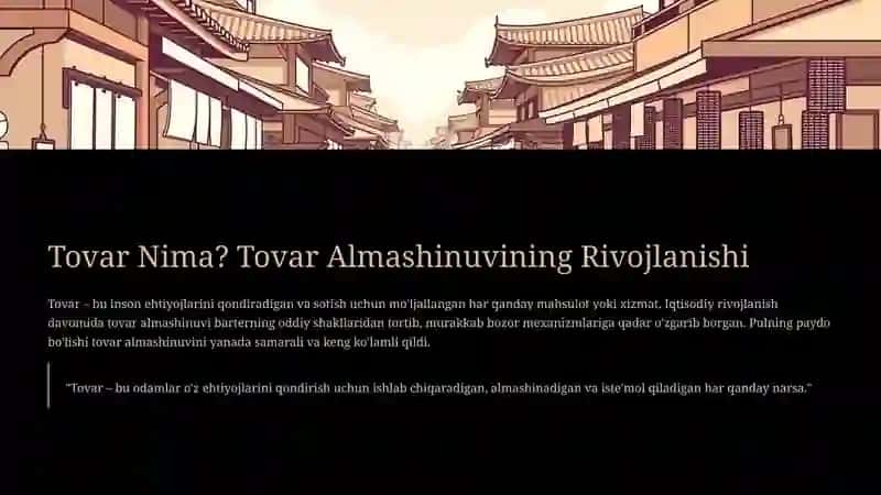 Tovar va Pul: Asosiy Tushunchalar 4