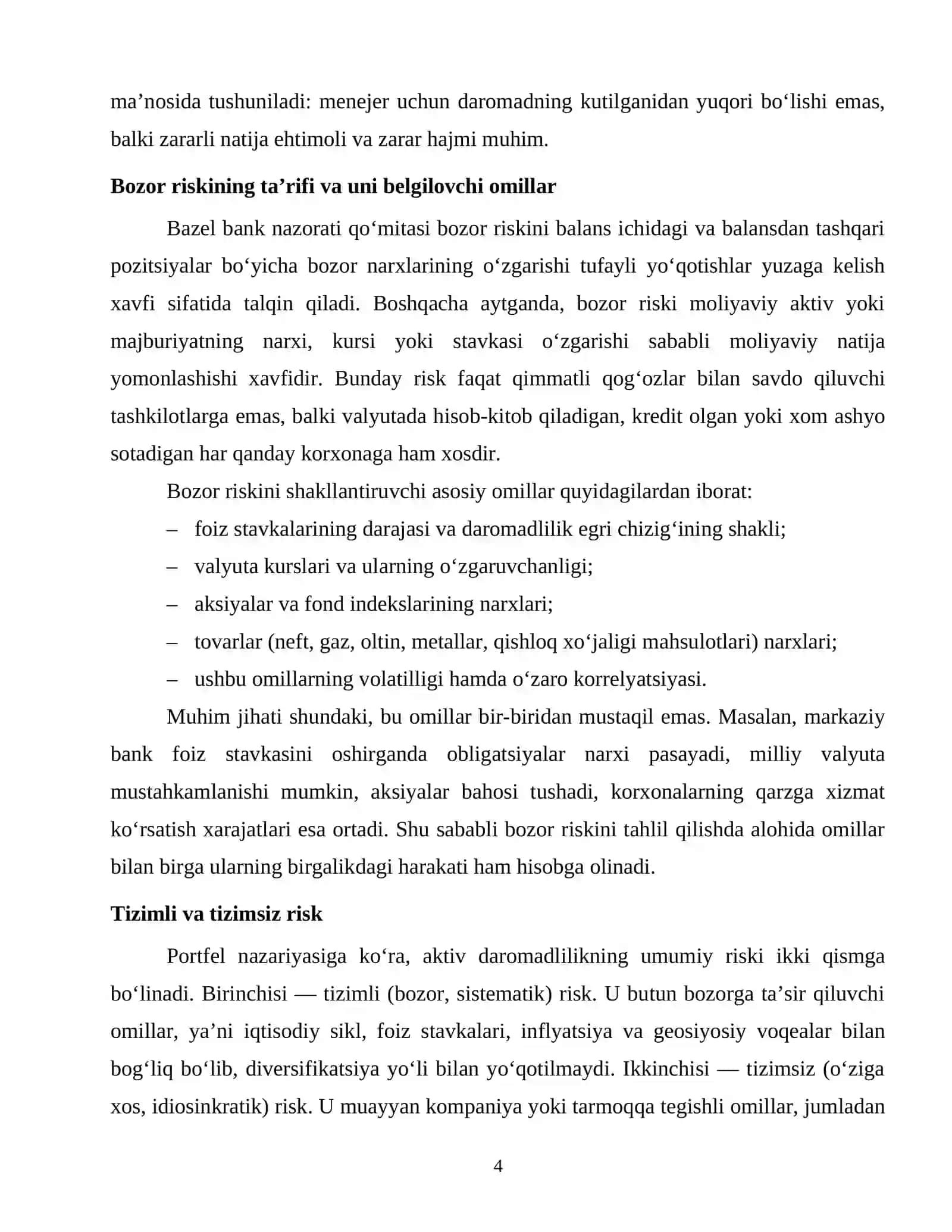 [Bozor risklari] 4