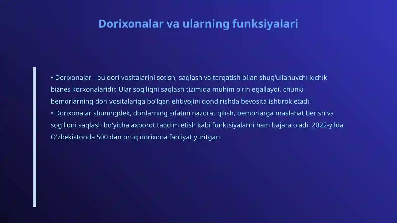 Kichik biznes korxonalar faoliyatining xususiyatlari, dorixona misolida 4