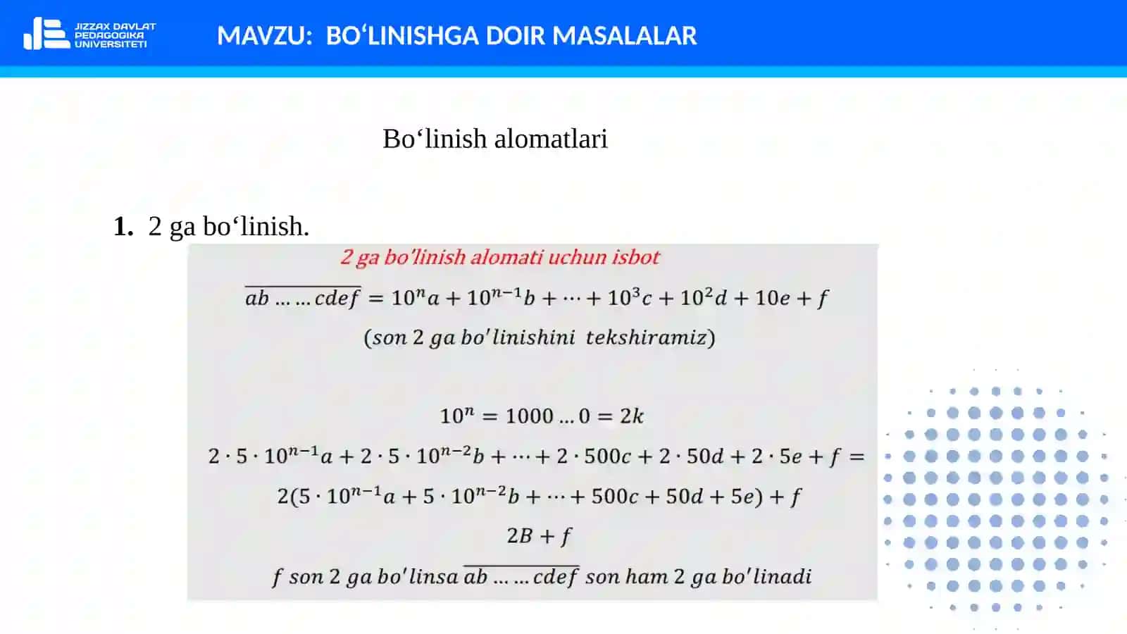 BO‘LINISHGA DOIR MASALALAR 4