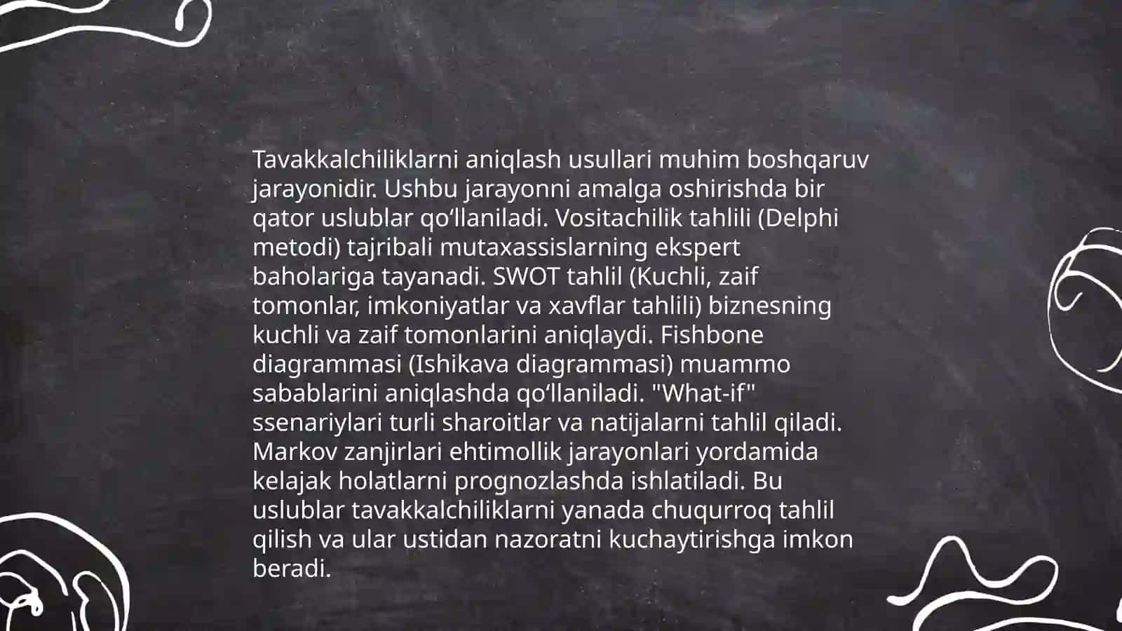Loyiha tavakkalchiligini tizimli asoslari 4