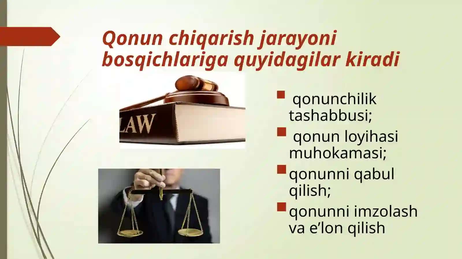 O'zbekistonda qonun ijodkorligi jarayonining o'ziga xos xususiyatlari 4