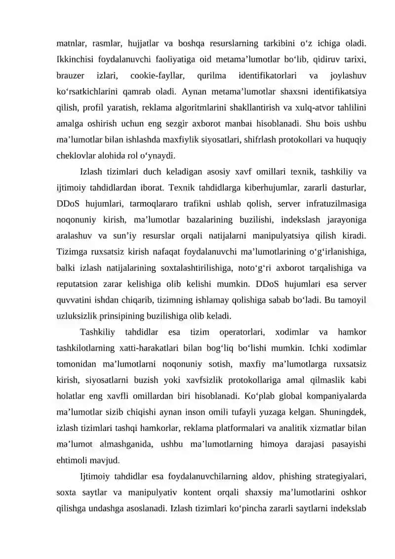 AXBOROTLARNI IZLASH TIZIMLARIDA MA’LUMOTLAR XAVFSIZLIGI 4