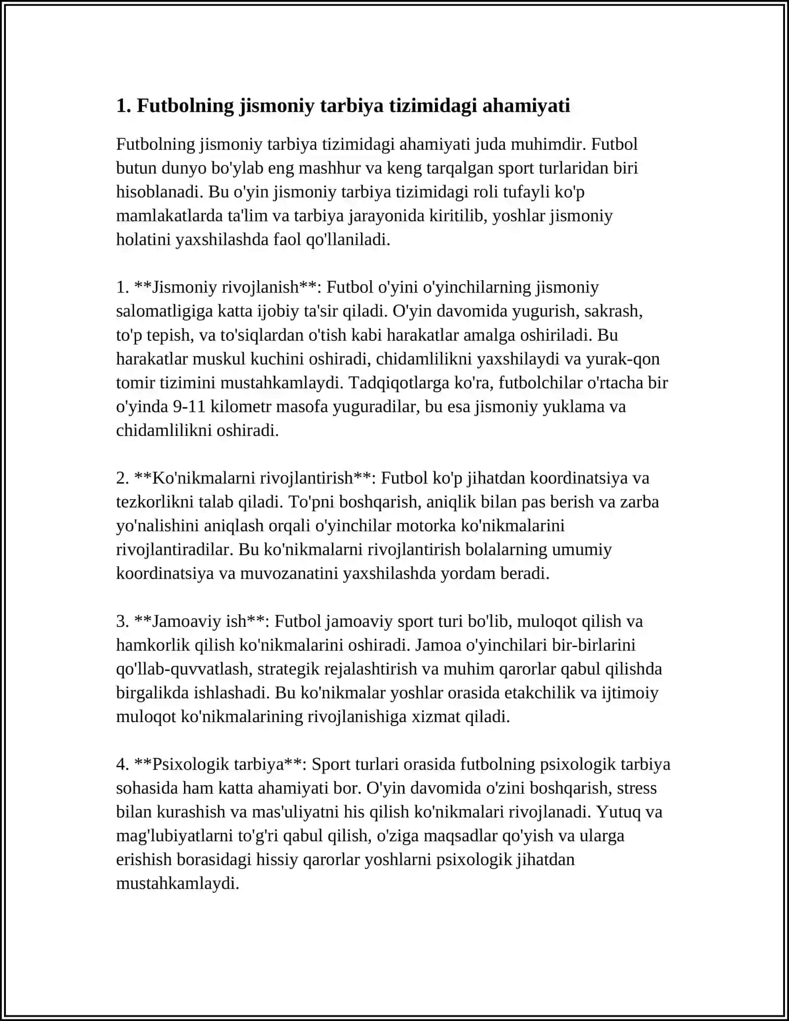 O'ZBEKISTON RESPUBLIKASI JISMONIY TARBIYA TIZIMIDA FUTBOLNING O'RNI 4