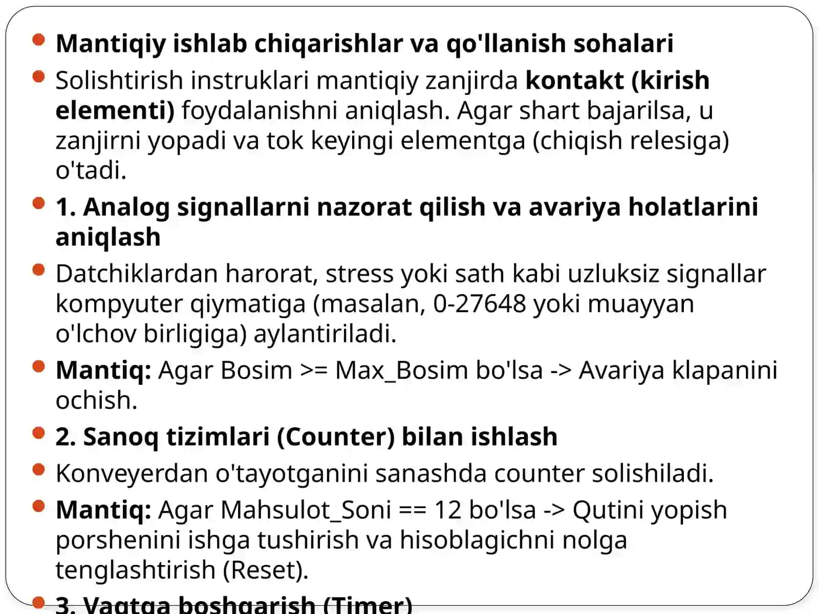 Solishtirishinstruksiyalariyordamidachegaraviynazorattiziminidasturlash 4