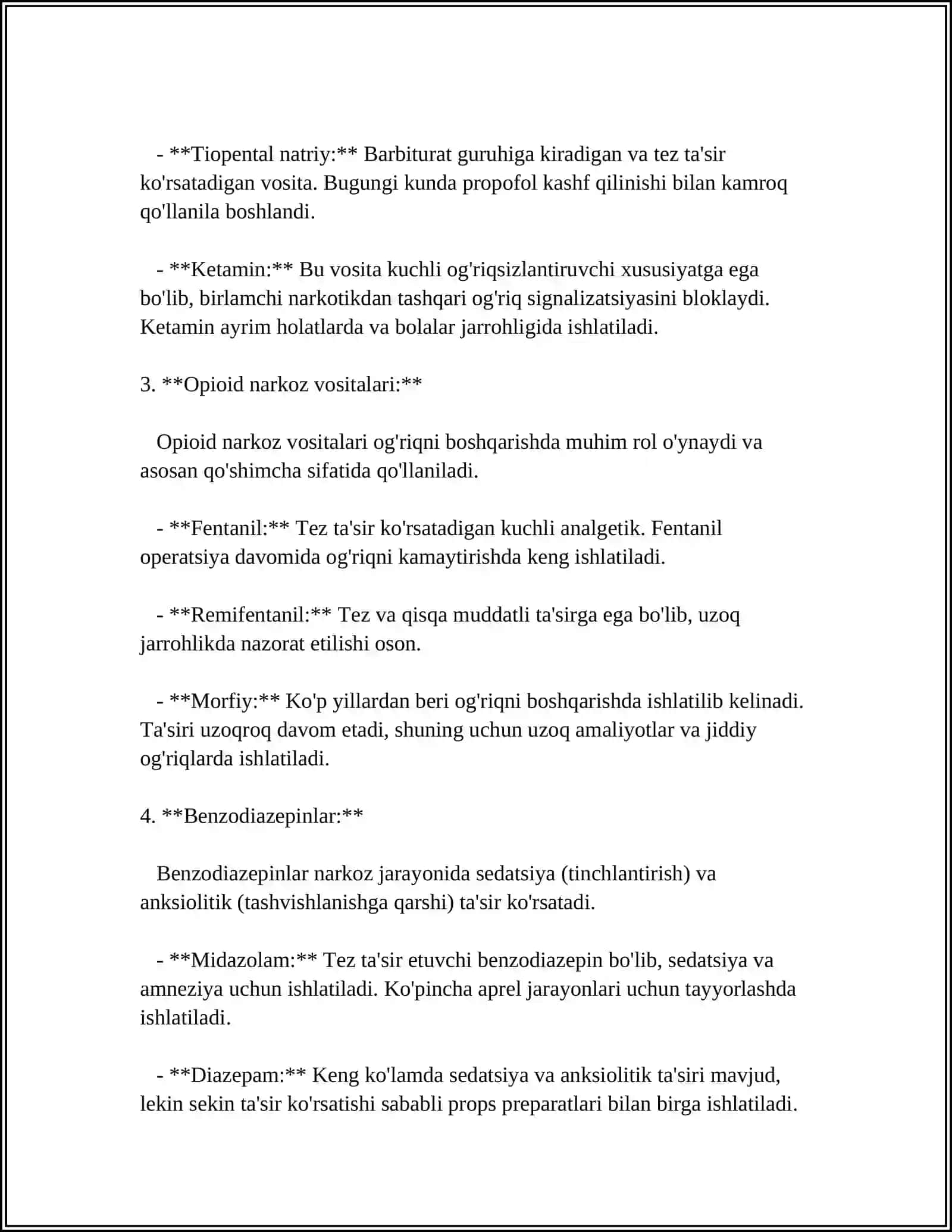 NARKOZ VOSITALARI UHLATUVCHI VOSITALAR SEDATIV VOSITALAR 4