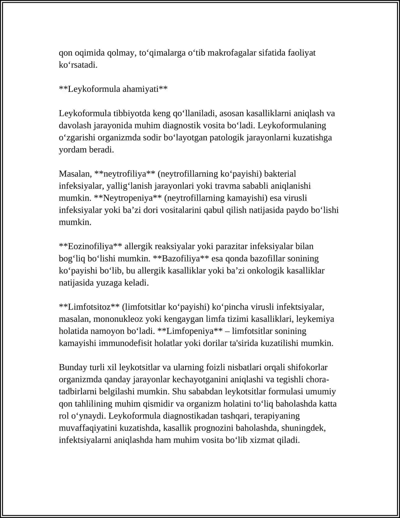 TURLI XIL KASALLIKLARDA LEYKOFORMULADAGI O‘ZGARISHLAR VA UNING DIAGNOSTIK AHAMOYATI 4