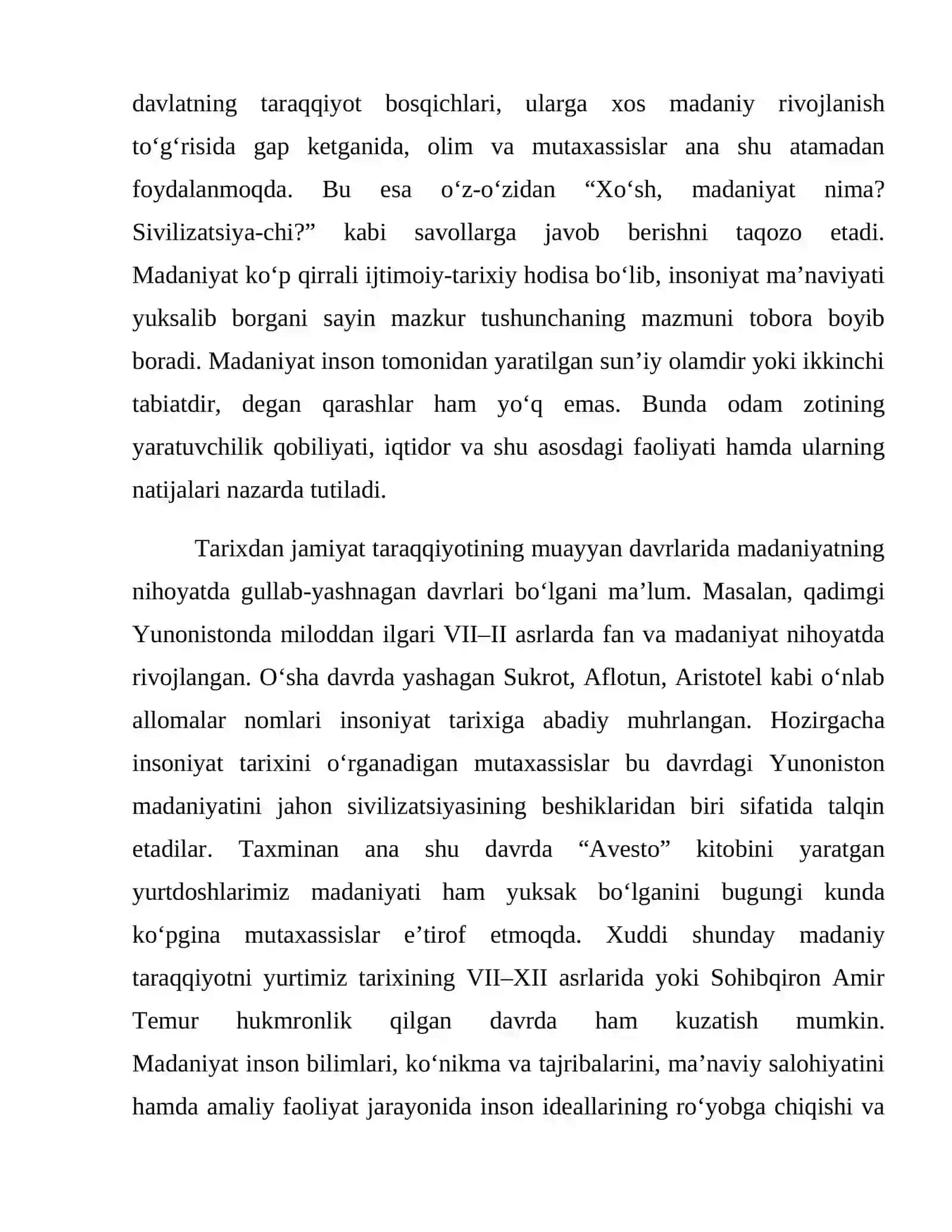 Madaniyat falsafasi. O‘zbekistonning sivilizatsiyalashgan taraqqiyoti 4