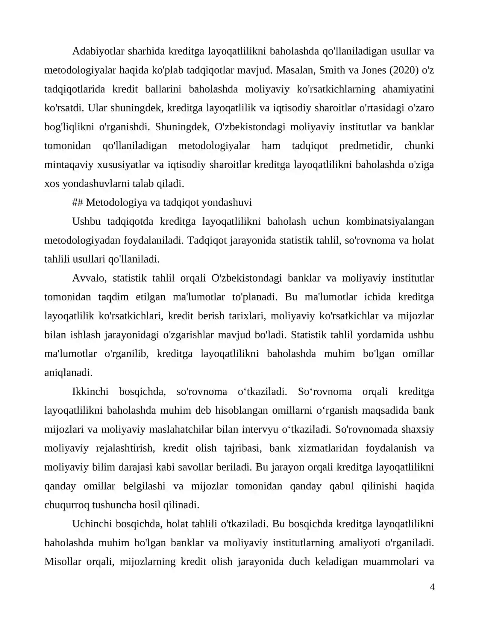 Kreditga layoqatlilikni o'rganish va baholash usullari 4